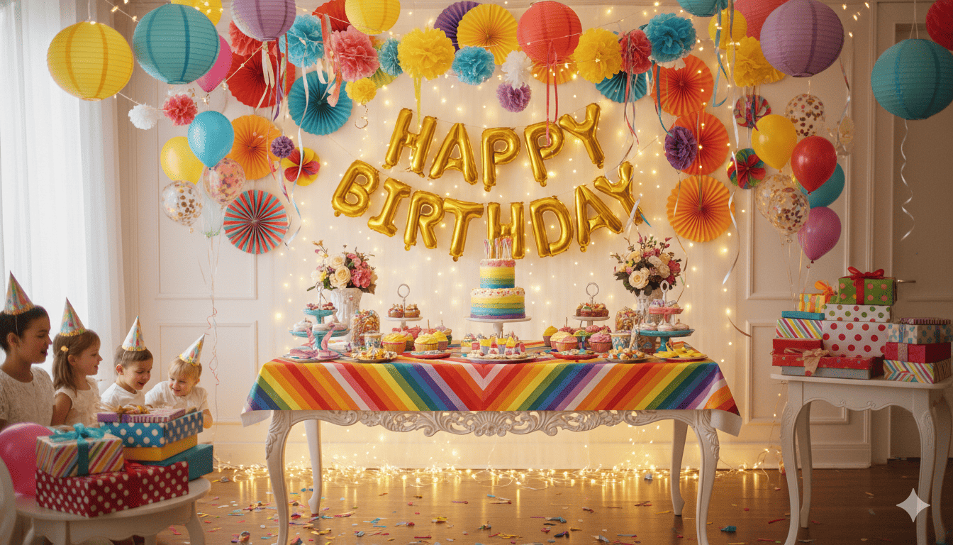Colorful birthday party decoration